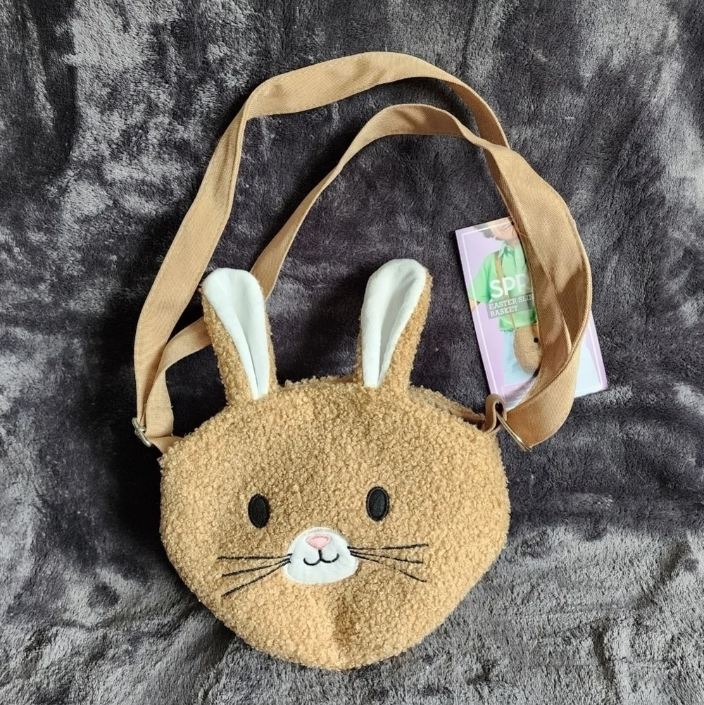 New kid girl's Easter Crossbody Terry Fabric pink / brown Bag